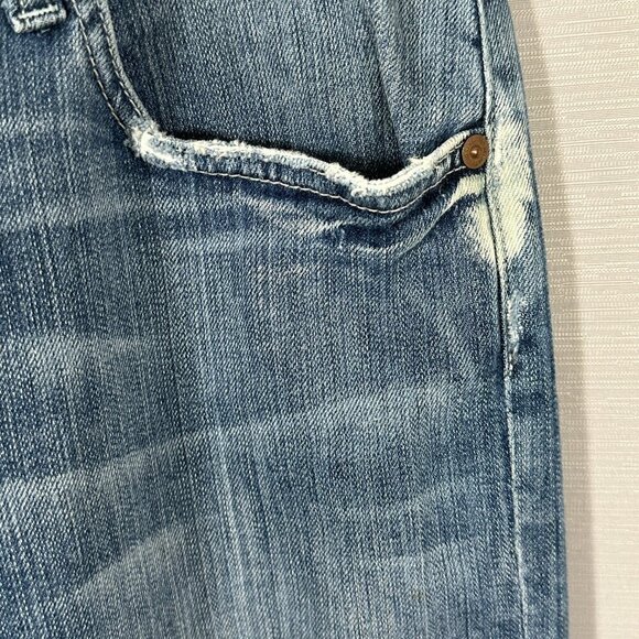 7 For All Mankind Jeans Mens 33 Bootcut Cotton Pockets Holes Distressed Fray Hem - Picture 9 of 16